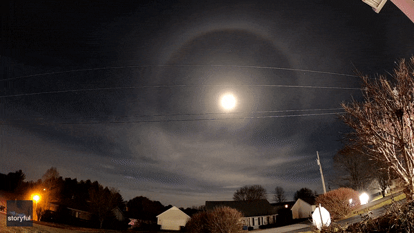 What caused this colorful halo around the moon?