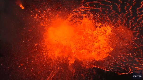 Drone video gives incredible bird's-eye view of powerful volcanic eruption in Iceland