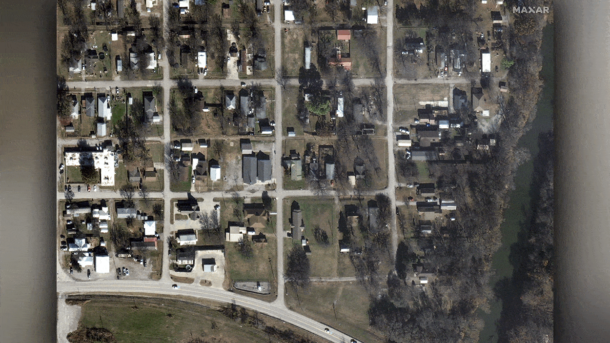Satellite imagery shows breadth of deadly Barnsdall, Oklahoma tornado destruction