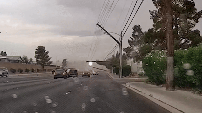 Watch: Las Vegas car crushed by power poles during windstorm with 60-70 mph gusts