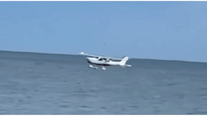 Watch: Drone video shows water rescue after small plane crashes off North Carolina coast