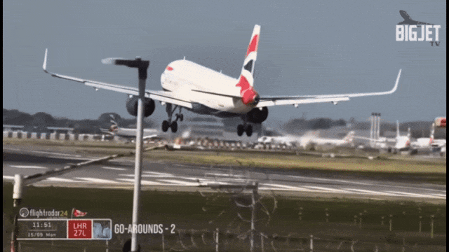 Watch: London pilots struggle to land amid 45-mph crosswinds at Heathrow