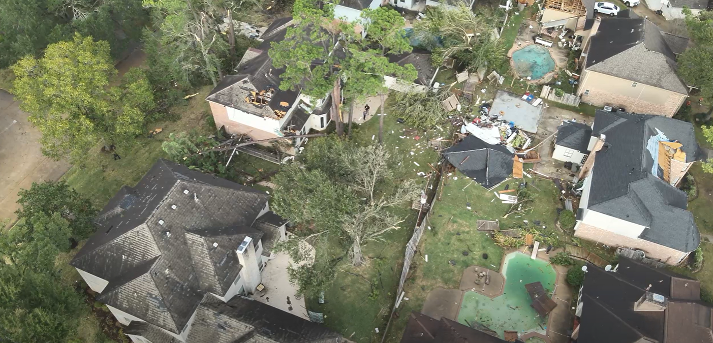See It: Drone video shows destructive trail left behind by radar-confirmed tornado outside Houston