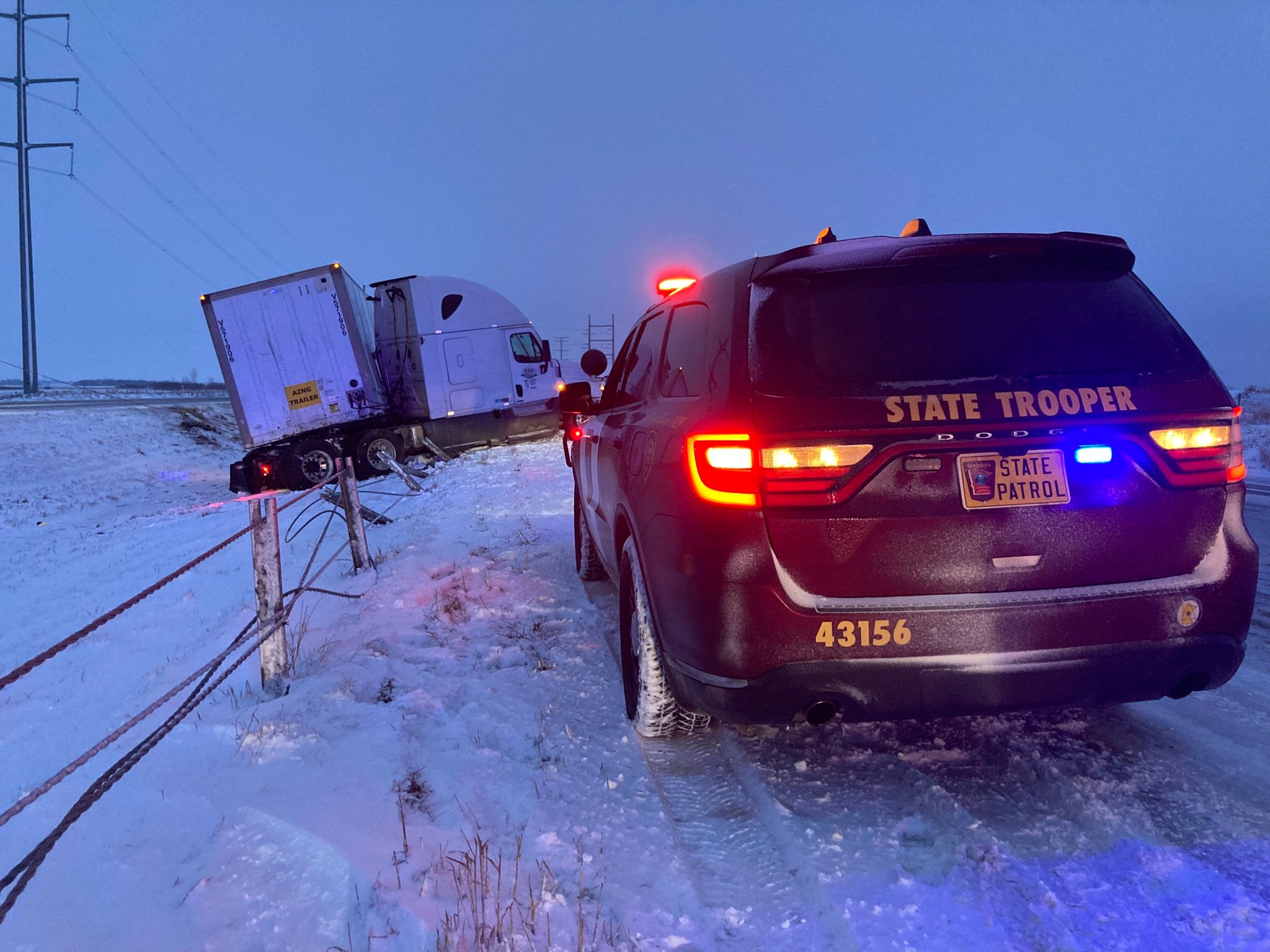 Drivers warned about jackknifed semi trucks, dangerous travel in Minnesota amid snowy conditions