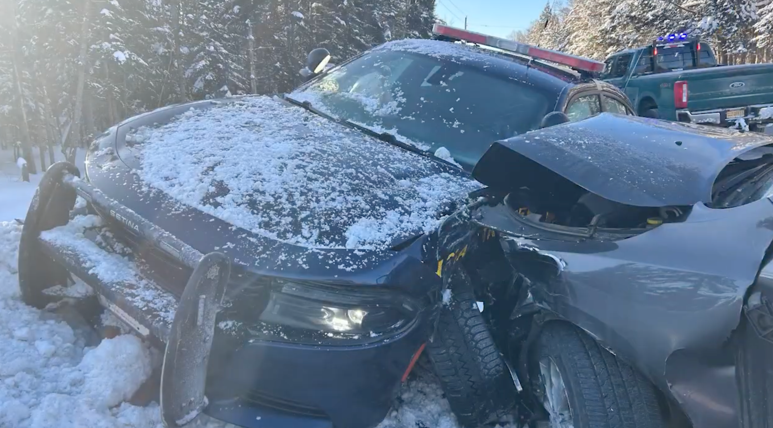 Watch: New York State Trooper hit by driver blinded by sun's glare, narrowly escaping death