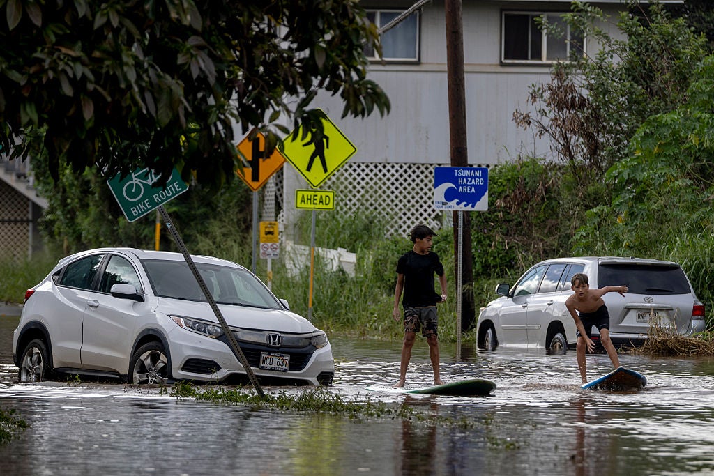 Hawaii braces for flash flooding as third Kona Low in a month begins to soak islands in torrential rains