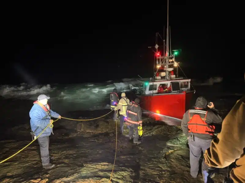2 rescued in multiagency effort after fishing boat slammed aground by waves in Massachusetts
